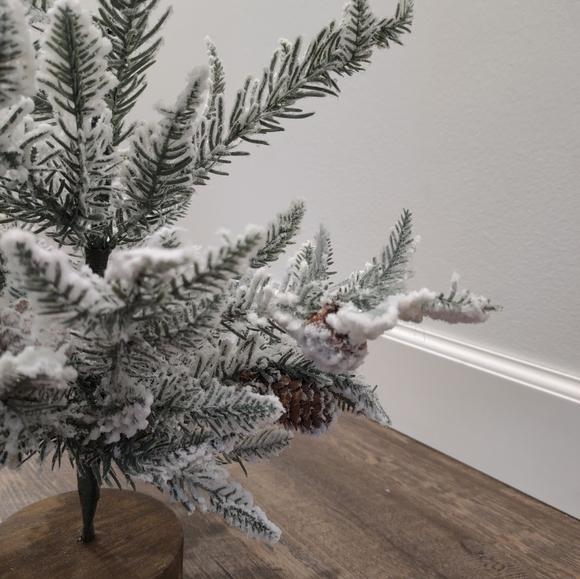 Winter pine tree decor - pine branches, pine cones, and a dark wood painted base - Picture 3 of 7